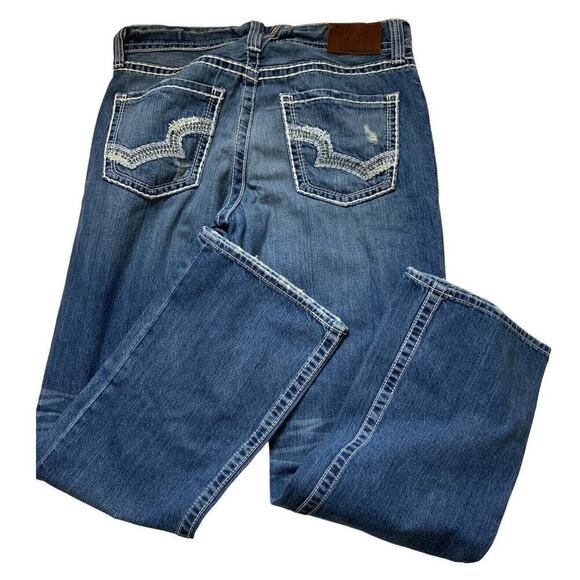 Big Star Pioneer Jeans Men's Size 33R Bootcut Distressed Big Stitches Blue Denim - Picture 4 of 12